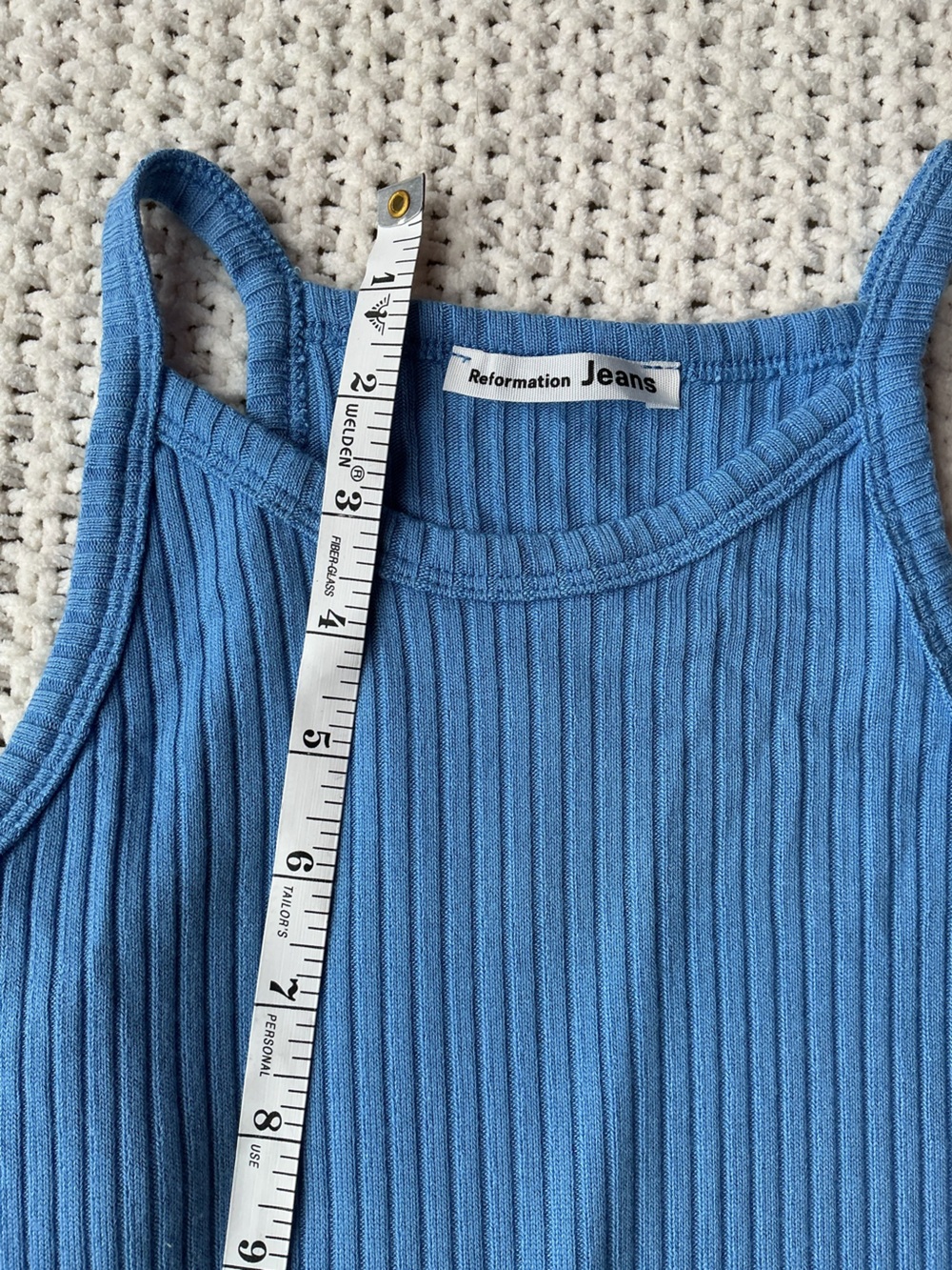 REFORMATION Ribbed Halter Maxi Dress - XS - Dreamy Blue - Picture 10 of 12